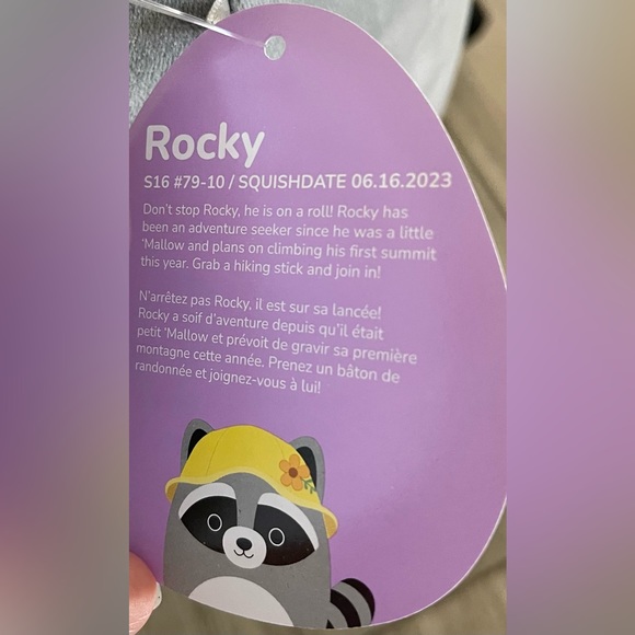 🦝 16” Rocky the Raccoon 🦝 w/ Yellow Bucket Hat with flower 🌸 Squishmallow - Picture 8 of 10